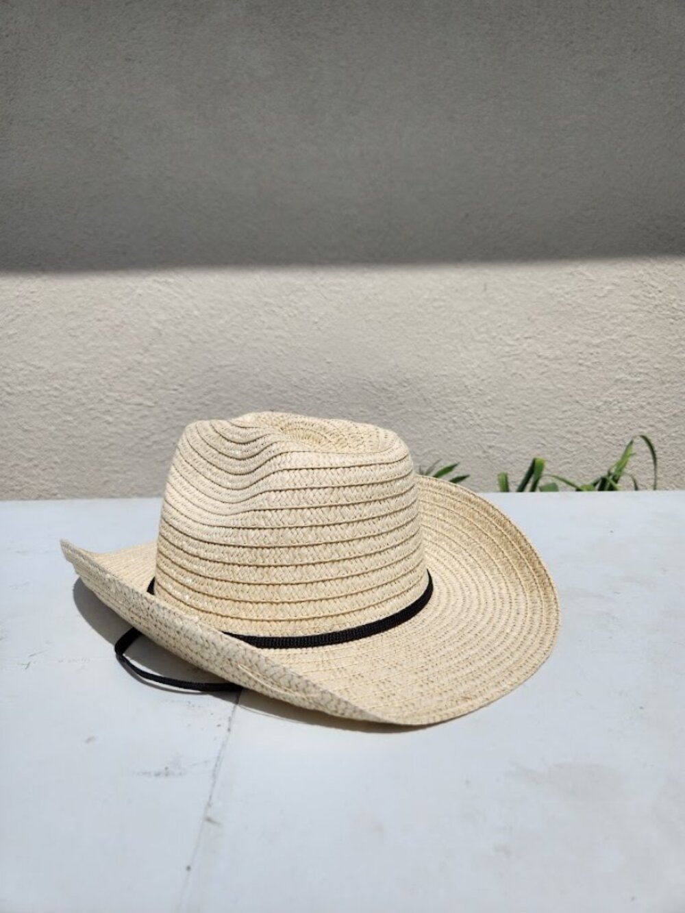 Western Creme Straw Woven Cowboy Hat Sun Hat with Adjustable Strap Unisex Fedora